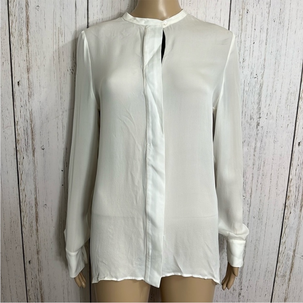 NWT Vince 100% Silk Cream Offwhite Wisteria Wallflower Silk Shirt